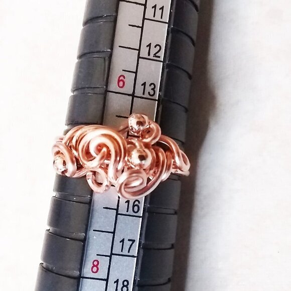 Hand Crafted Jewelry - Stunning & One-of-a-kind Copper Wire Ring - Size 6.75-7 - Girly Swirly & Curly!